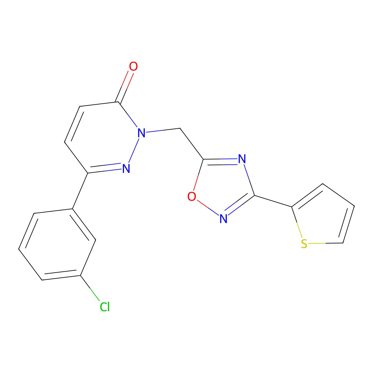 6-(3-chlorophenyl)-2-{[3-(2-thienyl)-1,2,4-oxadiazol-5-yl]methyl}pyridazin-3(2H)-one molecular structure, CAS 1105247-52-6