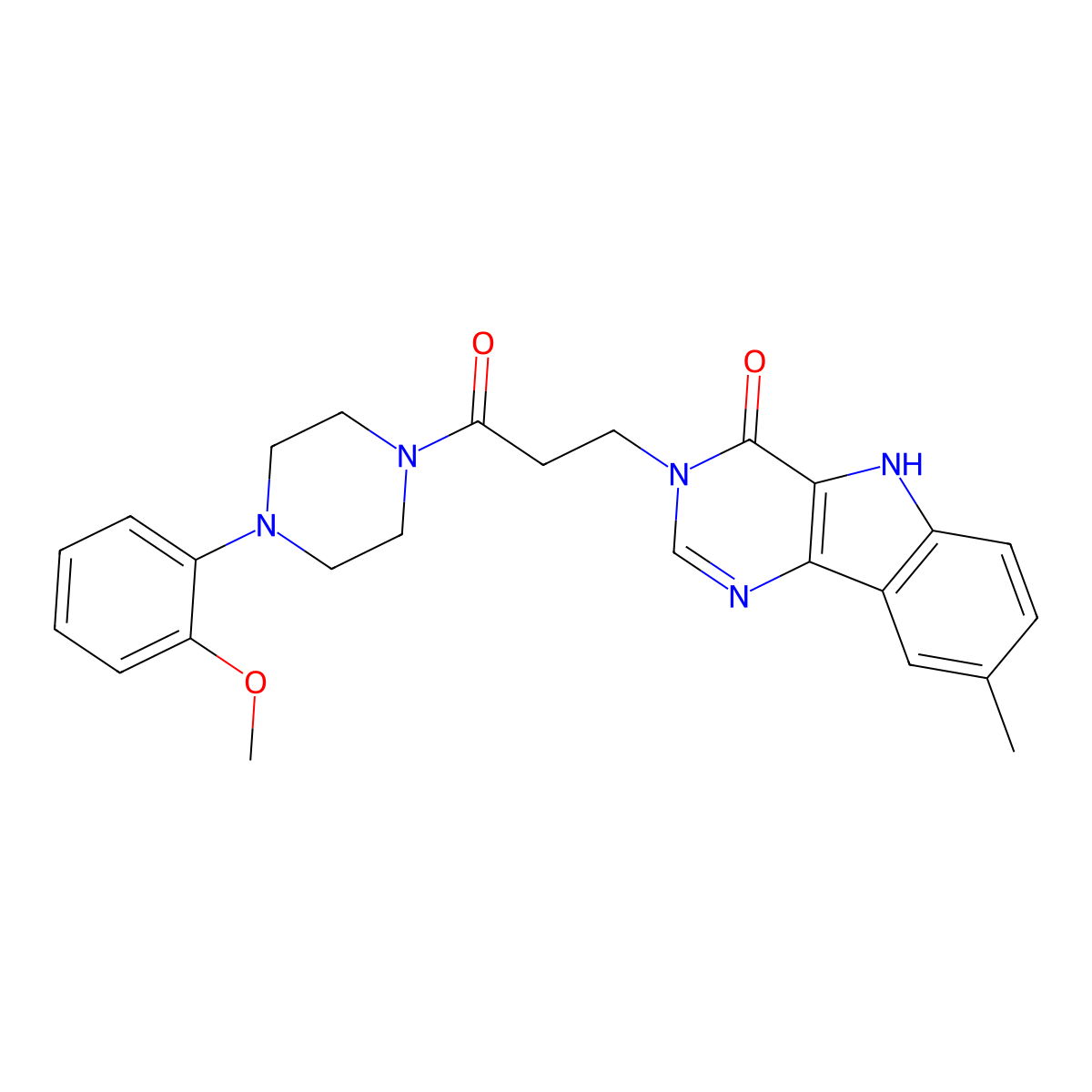 3-{3-[4-(2-methoxyphenyl)piperazin-1-yl]-3-oxopropyl}-8-methyl-3,5-dihydro-4H-pyrimido[5,4-b]indol-4-one molecular structure, CAS 1105247-61-7
