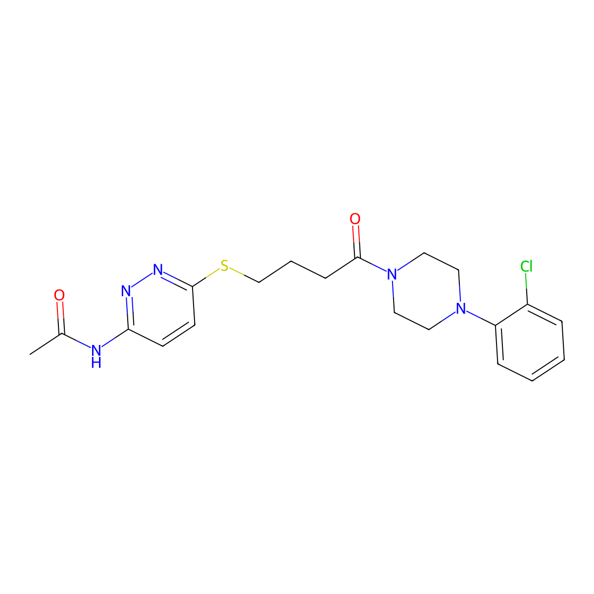 N-(6-((4-(4-(2-chlorophenyl)piperazin-1-yl)-4-oxobutyl)thio)pyridazin-3-yl)acetamide molecular structure, CAS 1105247-63-9