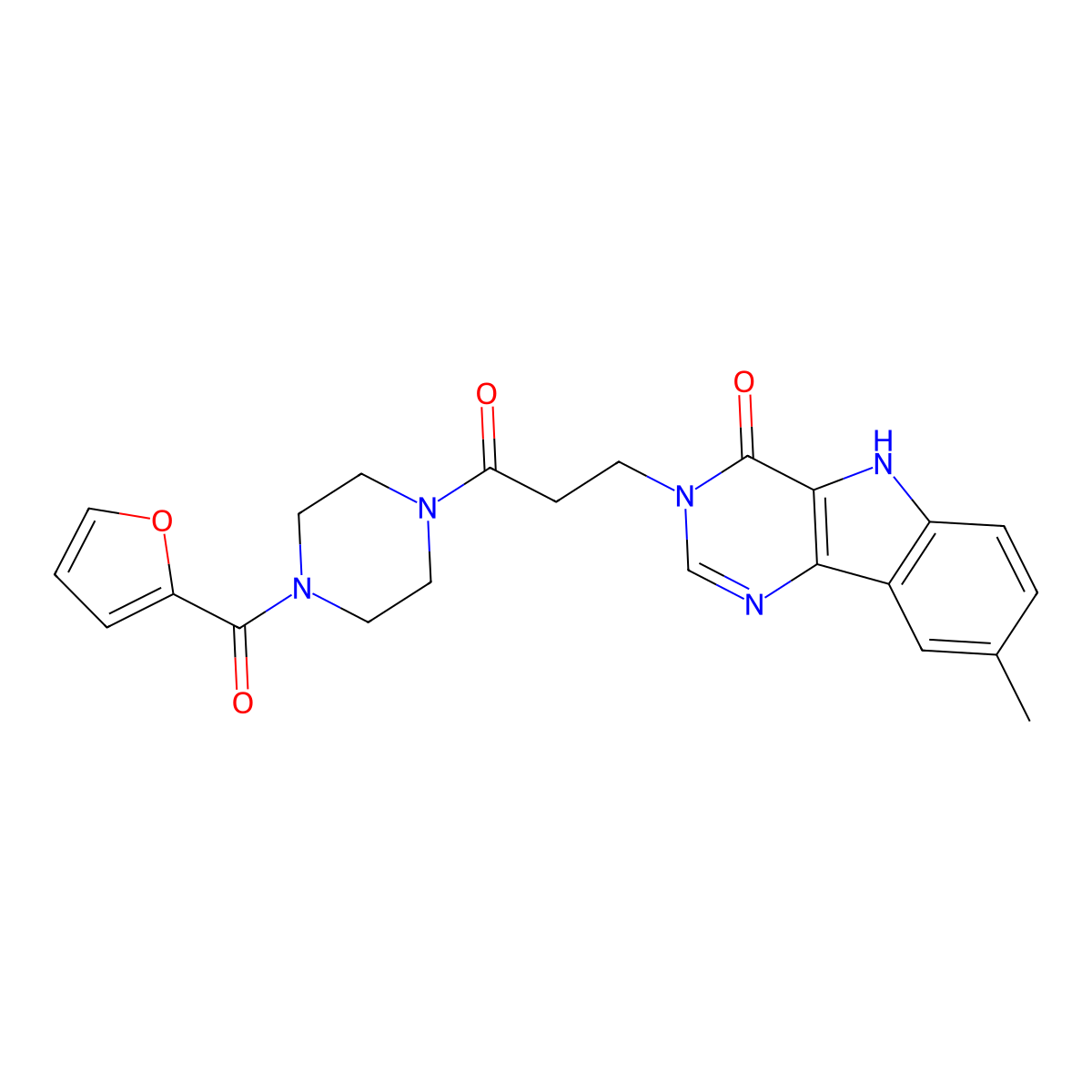 3-(3-(4-(furan-2-carbonyl)piperazin-1-yl)-3-oxopropyl)-8-methyl-3H-pyrimido[5,4-b]indol-4(5H)-one molecular structure, CAS 1105247-68-4