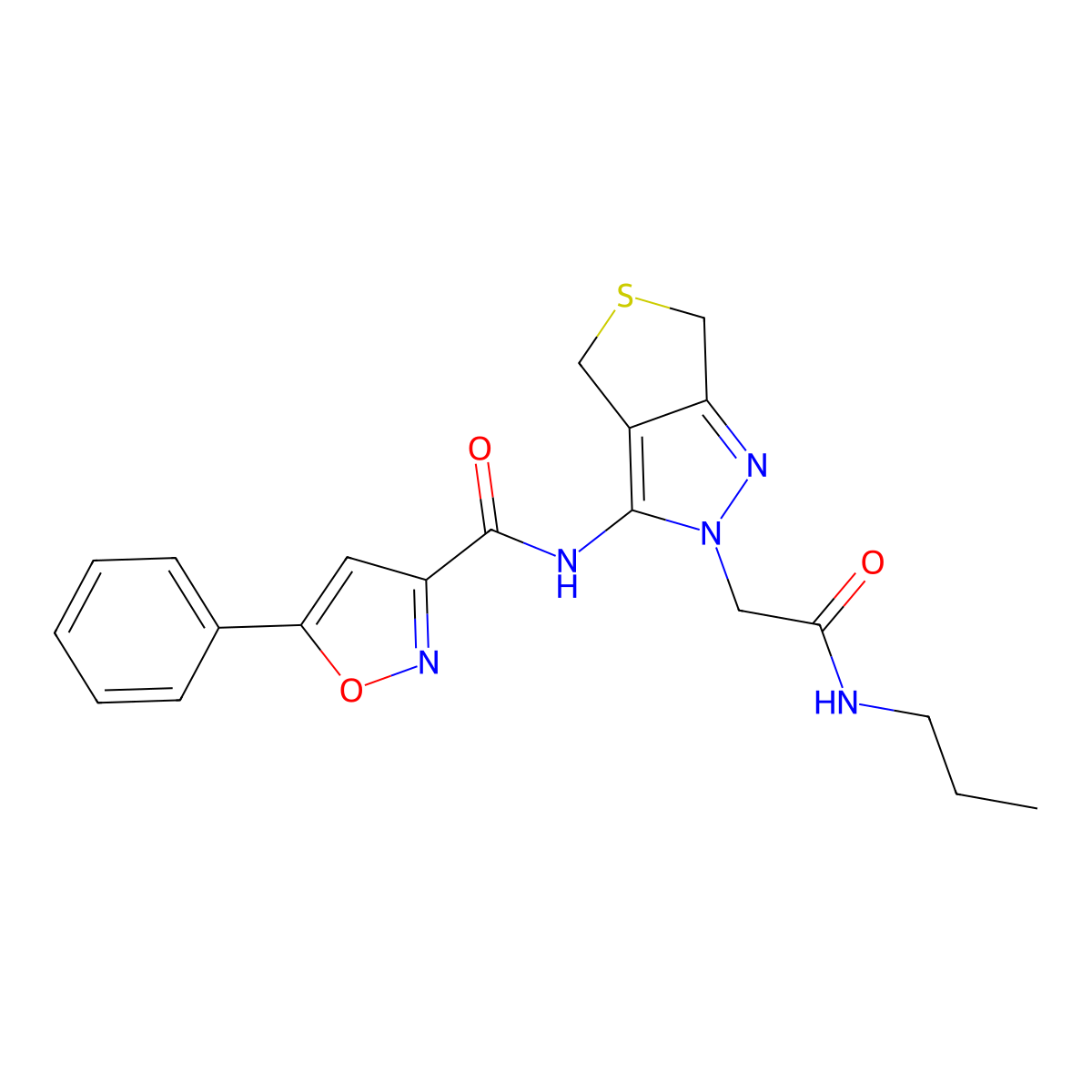 N-(2-(2-oxo-2-(propylamino)ethyl)-4,6-dihydro-2H-thieno[3,4-c]pyrazol-3-yl)-5-phenylisoxazole-3-carboxamide molecular structure, CAS 1105247-71-9