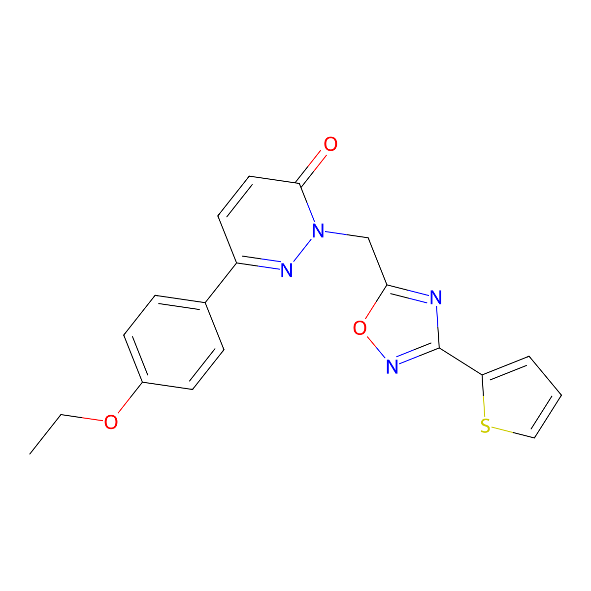 6-(4-ethoxyphenyl)-2-((3-(thiophen-2-yl)-1,2,4-oxadiazol-5-yl)methyl)pyridazin-3(2H)-one molecular structure, CAS 1105247-73-1
