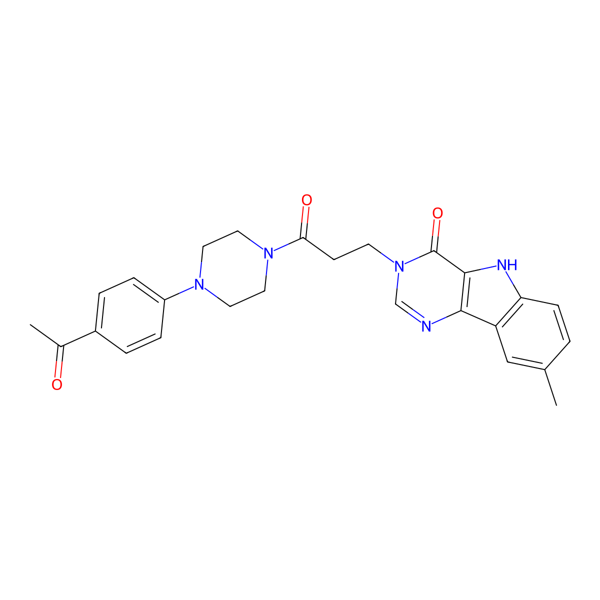 3-(3-(4-(4-acetylphenyl)piperazin-1-yl)-3-oxopropyl)-8-methyl-3H-pyrimido[5,4-b]indol-4(5H)-one molecular structure, CAS 1105247-75-3