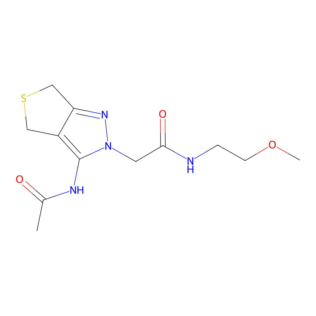 2-(3-acetamido-4,6-dihydro-2H-thieno[3,4-c]pyrazol-2-yl)-N-(2-methoxyethyl)acetamide molecular structure, CAS 1105247-78-6