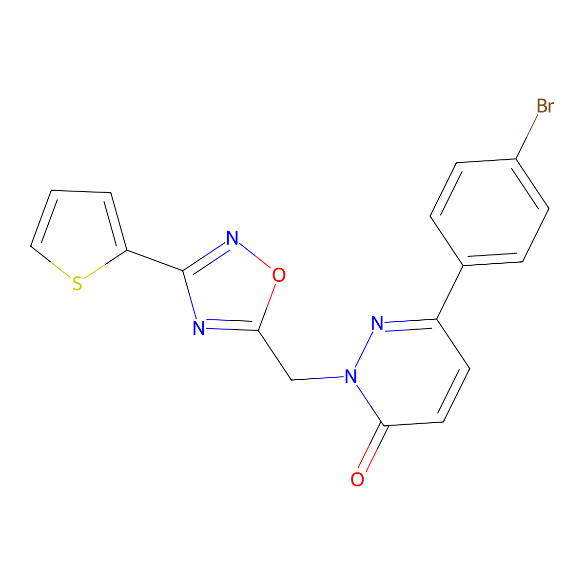 6-(4-bromophenyl)-2-{[3-(2-thienyl)-1,2,4-oxadiazol-5-yl]methyl}pyridazin-3(2H)-one molecular structure, CAS 1105247-87-7
