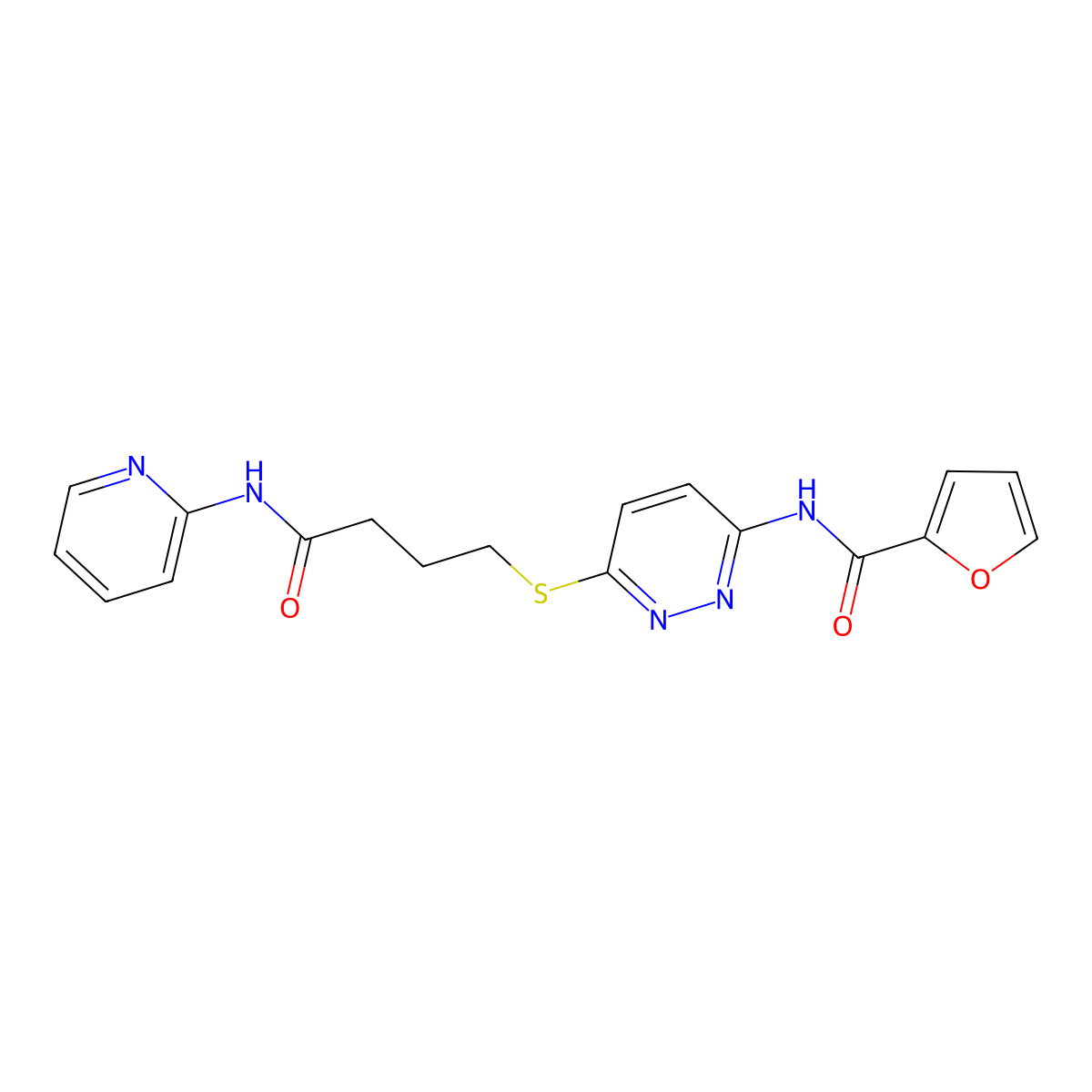 N-(6-((4-oxo-4-(pyridin-2-ylamino)butyl)thio)pyridazin-3-yl)furan-2-carboxamide molecular structure, CAS 1105247-88-8