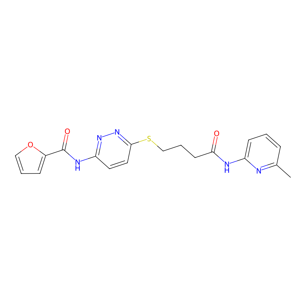 N-(6-((4-((6-methylpyridin-2-yl)amino)-4-oxobutyl)thio)pyridazin-3-yl)furan-2-carboxamide molecular structure, CAS 1105247-96-8
