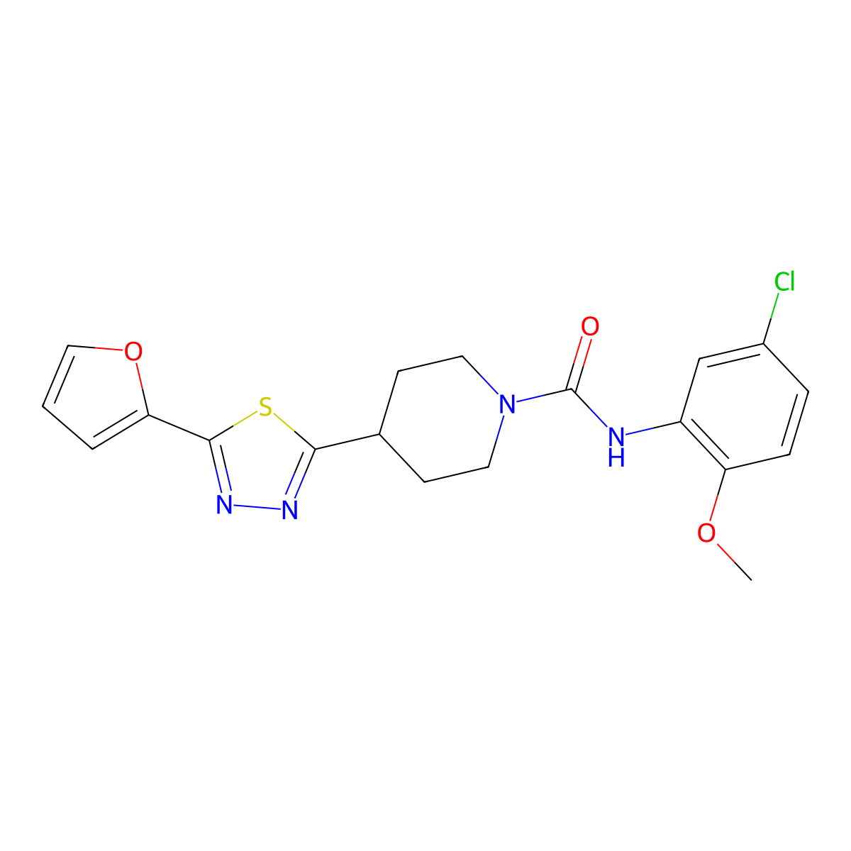 N-(5-chloro-2-methoxyphenyl)-4-[5-(furan-2-yl)-1,3,4-thiadiazol-2-yl]piperidine-1-carboxamide molecular structure, CAS 1105247-97-9