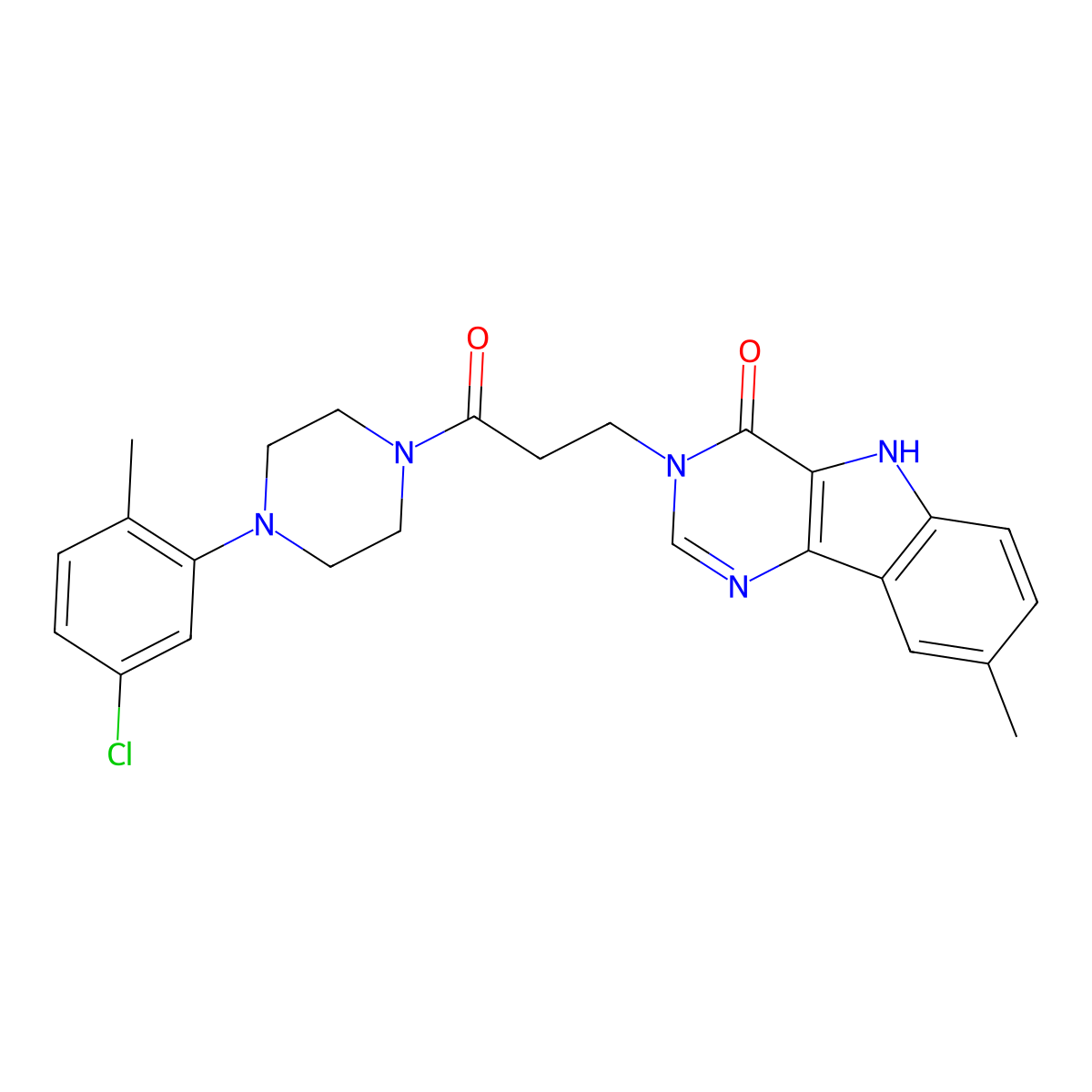 3-(3-(4-(5-chloro-2-methylphenyl)piperazin-1-yl)-3-oxopropyl)-8-methyl-3H-pyrimido[5,4-b]indol-4(5H)-one molecular structure, CAS 1105247-98-0