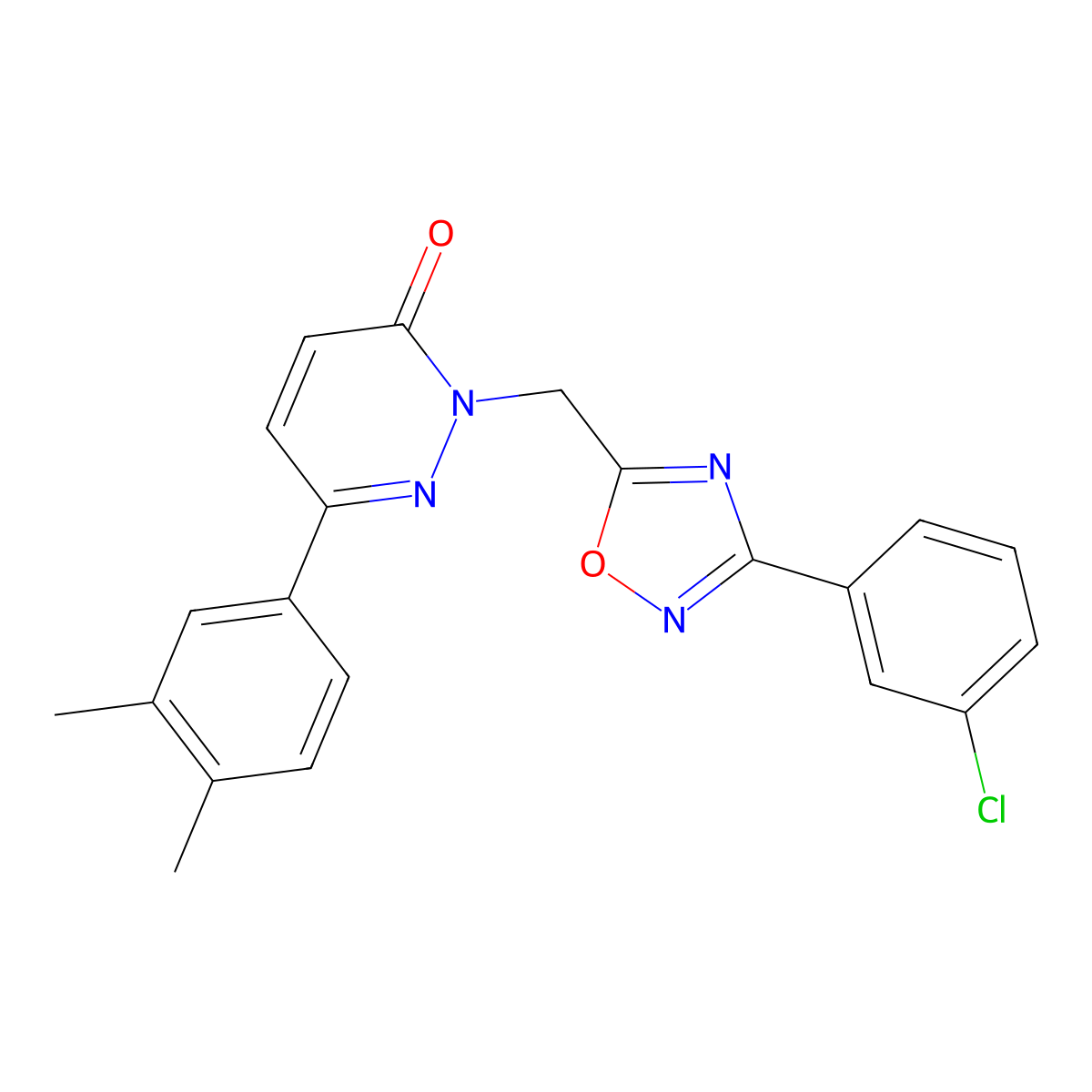 2-((3-(3-chlorophenyl)-1,2,4-oxadiazol-5-yl)methyl)-6-(3,4-dimethylphenyl)pyridazin-3(2H)-one molecular structure, CAS 1105248-03-0