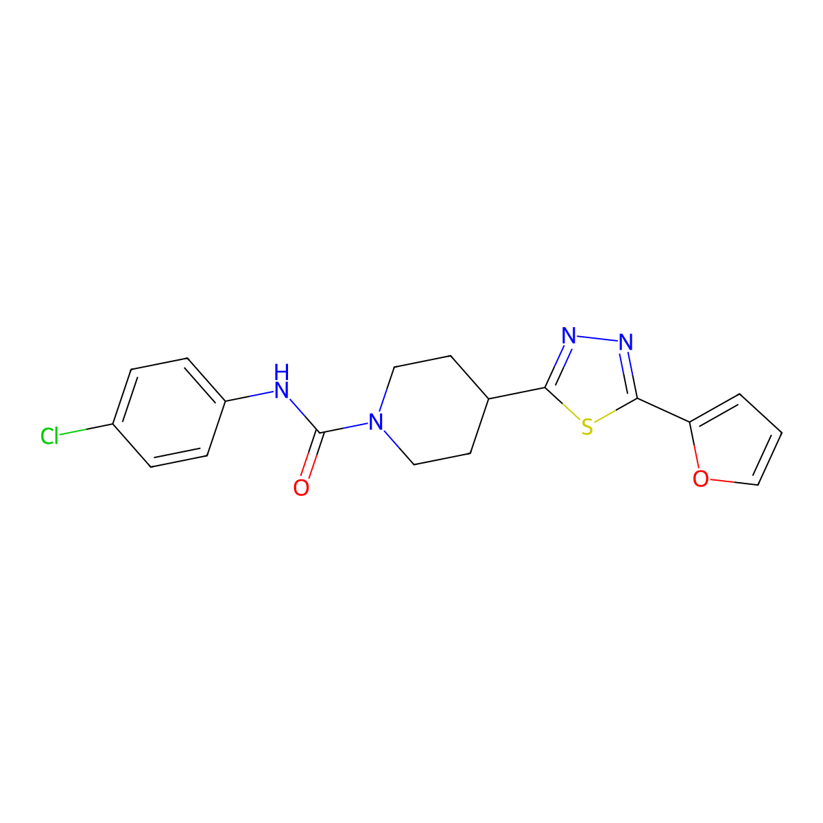 N-(4-chlorophenyl)-4-[5-(furan-2-yl)-1,3,4-thiadiazol-2-yl]piperidine-1-carboxamide molecular structure, CAS 1105248-05-2