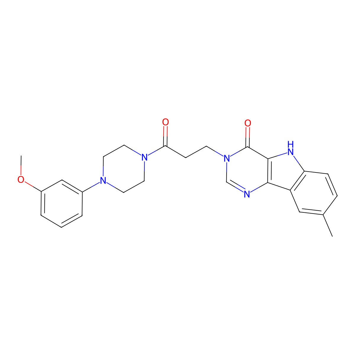 3-(3-(4-(3-methoxyphenyl)piperazin-1-yl)-3-oxopropyl)-8-methyl-3H-pyrimido[5,4-b]indol-4(5H)-one molecular structure, CAS 1105248-06-3
