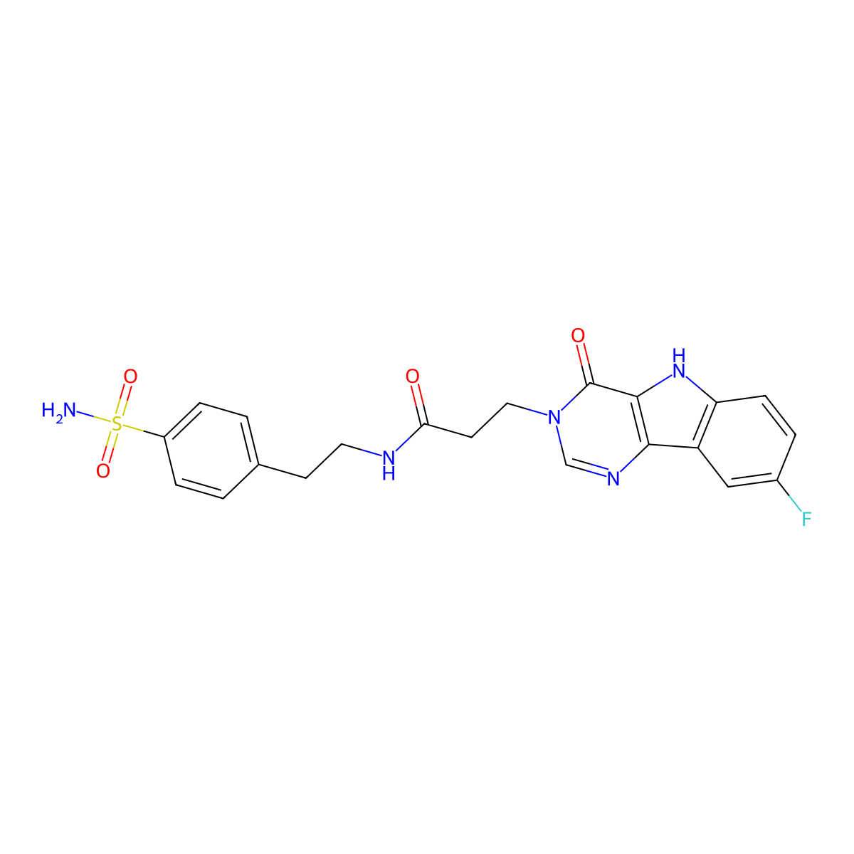 3-(8-fluoro-4-oxo-4,5-dihydro-3H-pyrimido[5,4-b]indol-3-yl)-N-(4-sulfamoylphenethyl)propanamide molecular structure, CAS 1105248-18-7