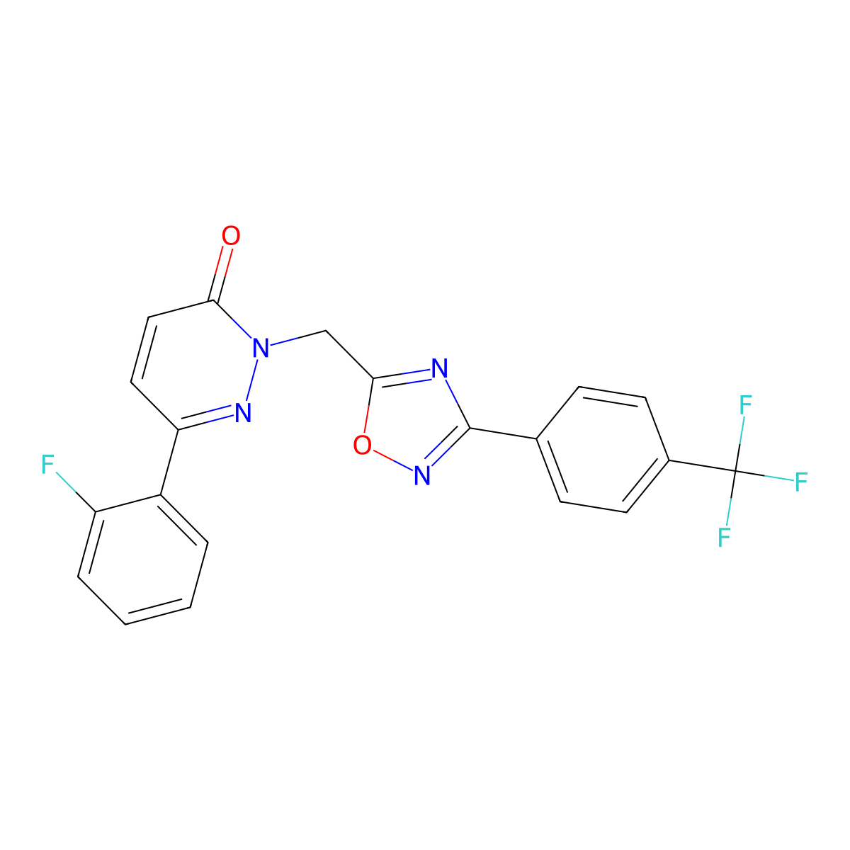 6-(2-fluorophenyl)-2-((3-(4-(trifluoromethyl)phenyl)-1,2,4-oxadiazol-5-yl)methyl)pyridazin-3(2H)-one molecular structure, CAS 1105248-19-8