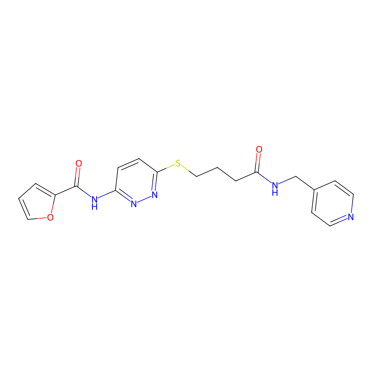 N-(6-((4-oxo-4-((pyridin-4-ylmethyl)amino)butyl)thio)pyridazin-3-yl)furan-2-carboxamide molecular structure, CAS 1105248-20-1