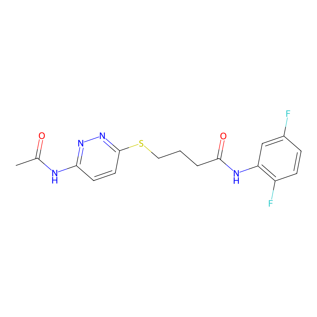 4-((6-acetamidopyridazin-3-yl)thio)-N-(2,5-difluorophenyl)butanamide molecular structure, CAS 1105248-24-5