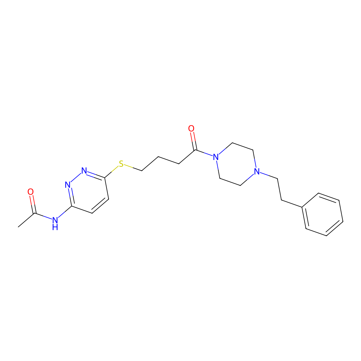 N-(6-((4-oxo-4-(4-phenethylpiperazin-1-yl)butyl)thio)pyridazin-3-yl)acetamide molecular structure, CAS 1105248-32-5
