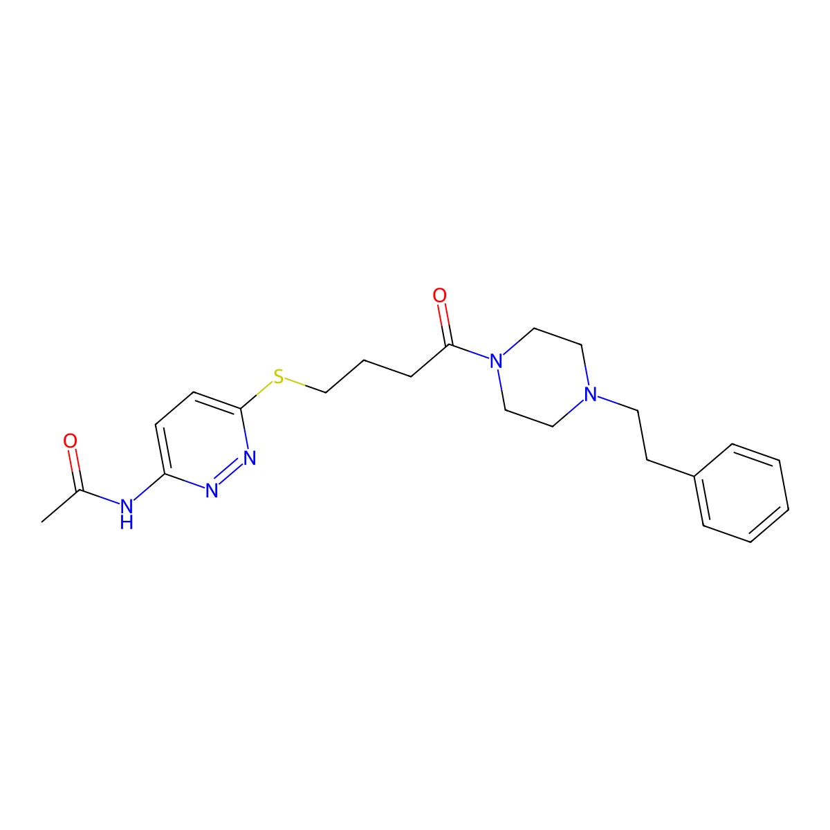 N-(6-((4-oxo-4-(4-phenethylpiperazin-1-yl)butyl)thio)pyridazin-3-yl)acetamide molecular structure, CAS 1105248-32-5