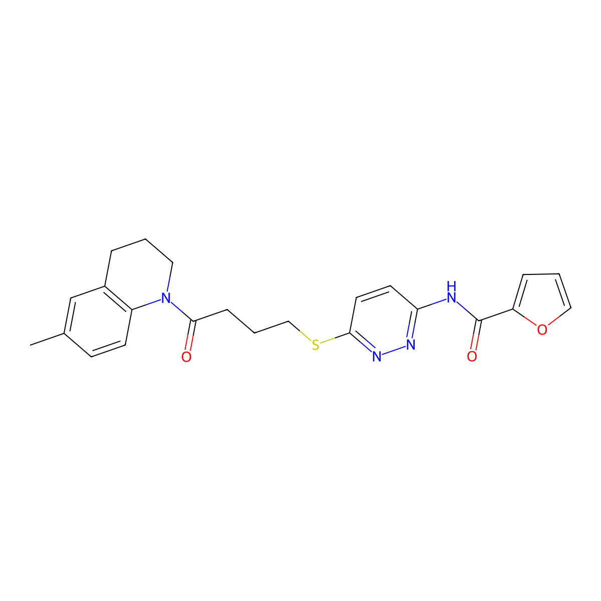 N-(6-((4-(6-methyl-3,4-dihydroquinolin-1(2H)-yl)-4-oxobutyl)thio)pyridazin-3-yl)furan-2-carboxamide molecular structure, CAS 1105248-36-9