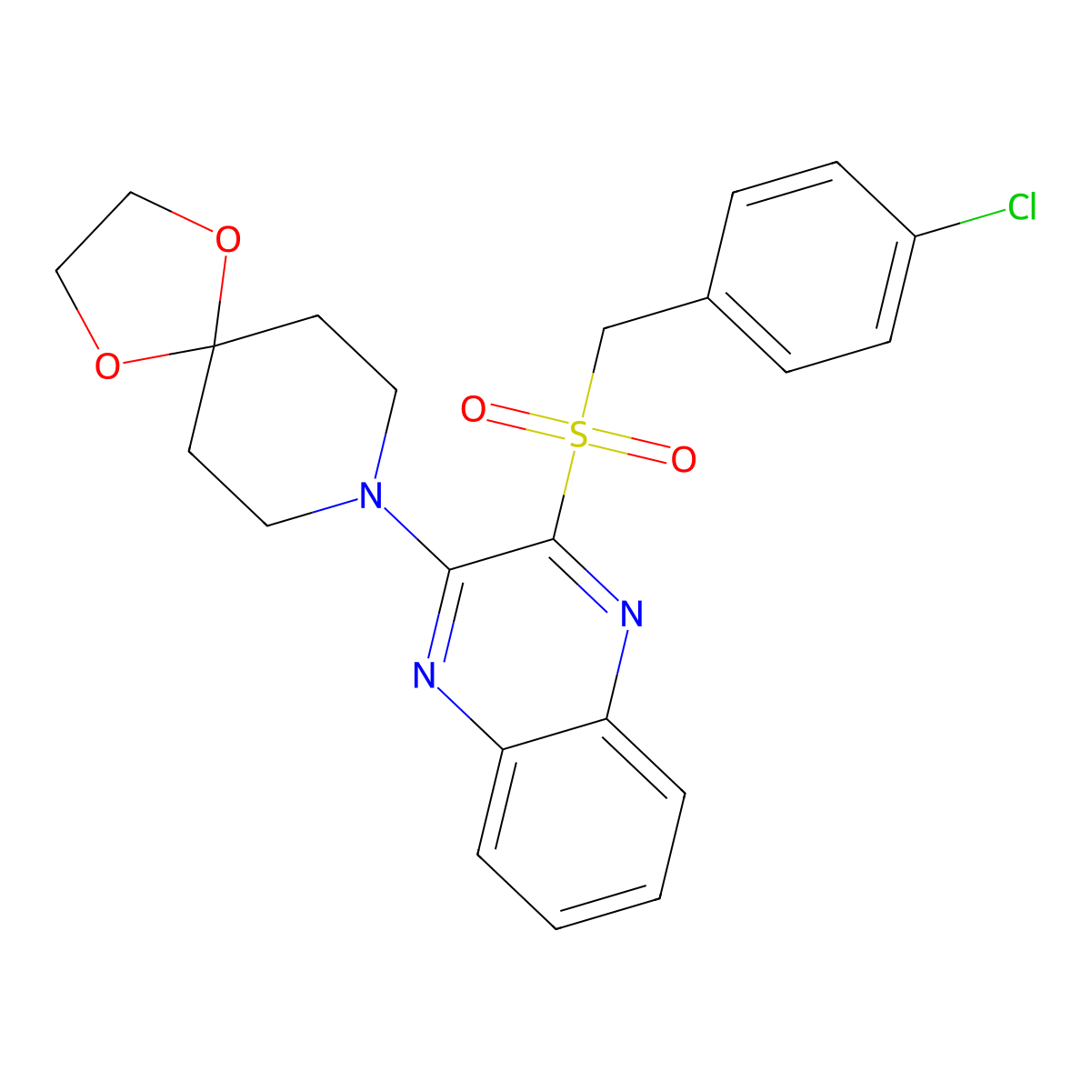 8-(3-((4-Chlorobenzyl)sulfonyl)quinoxalin-2-yl)-1,4-dioxa-8-azaspiro[4.5]decane molecular structure, CAS 1105248-38-1