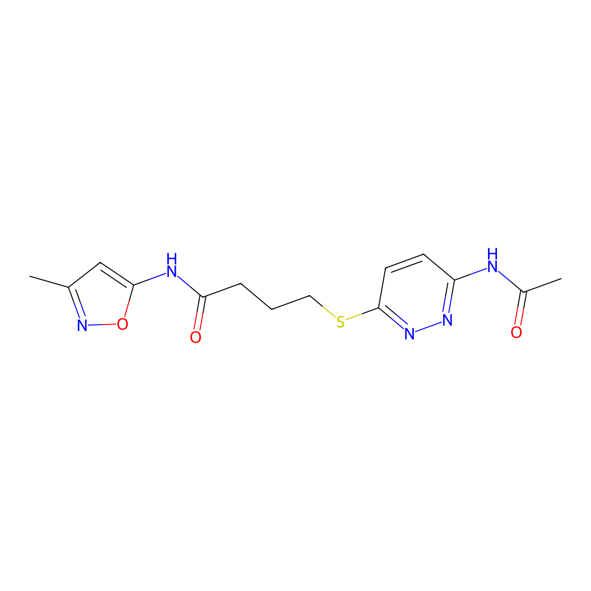 4-((6-acetamidopyridazin-3-yl)thio)-N-(3-methylisoxazol-5-yl)butanamide molecular structure, CAS 1105248-40-5