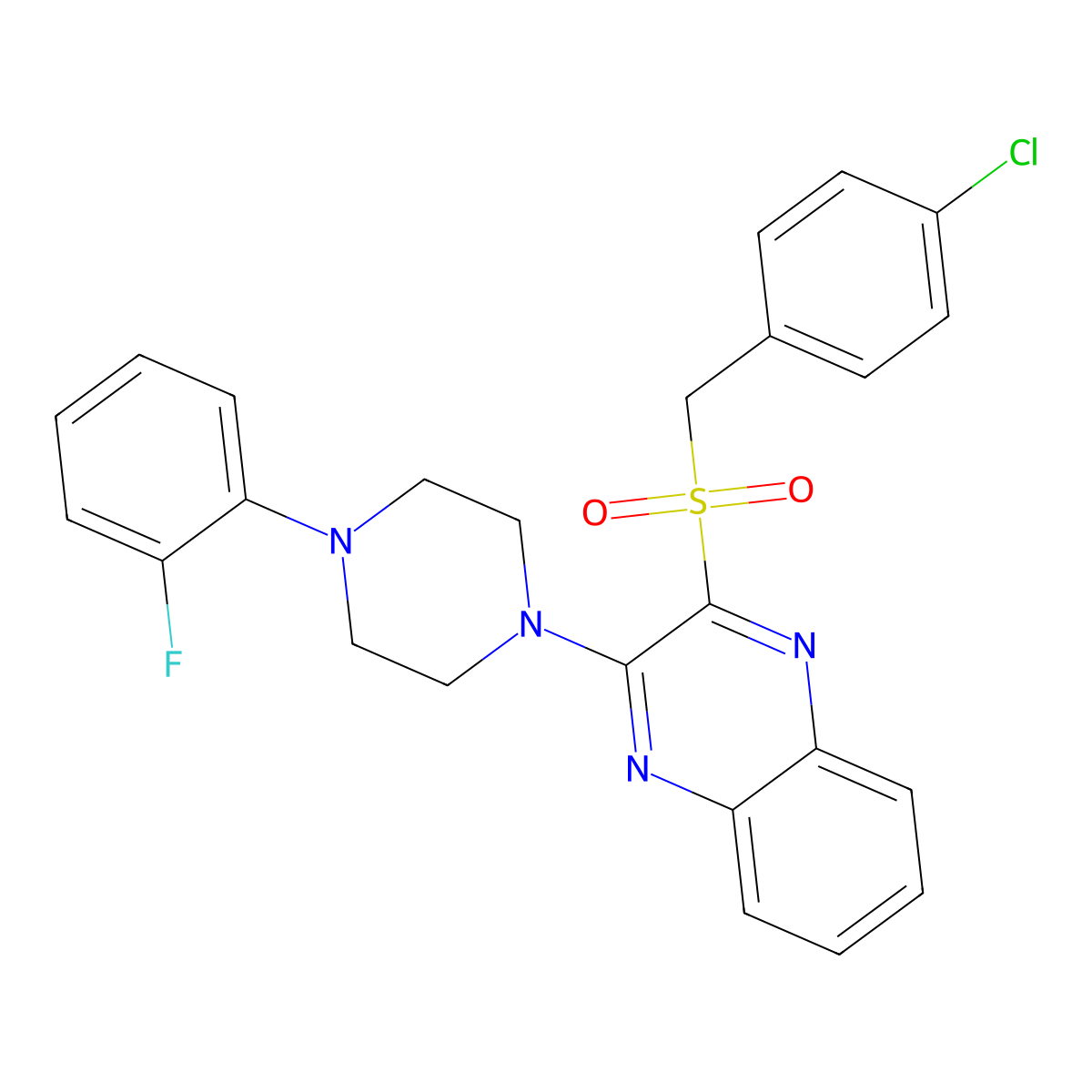 2-((4-Chlorobenzyl)sulfonyl)-3-(4-(2-fluorophenyl)piperazin-1-yl)quinoxaline molecular structure, CAS 1105248-46-1