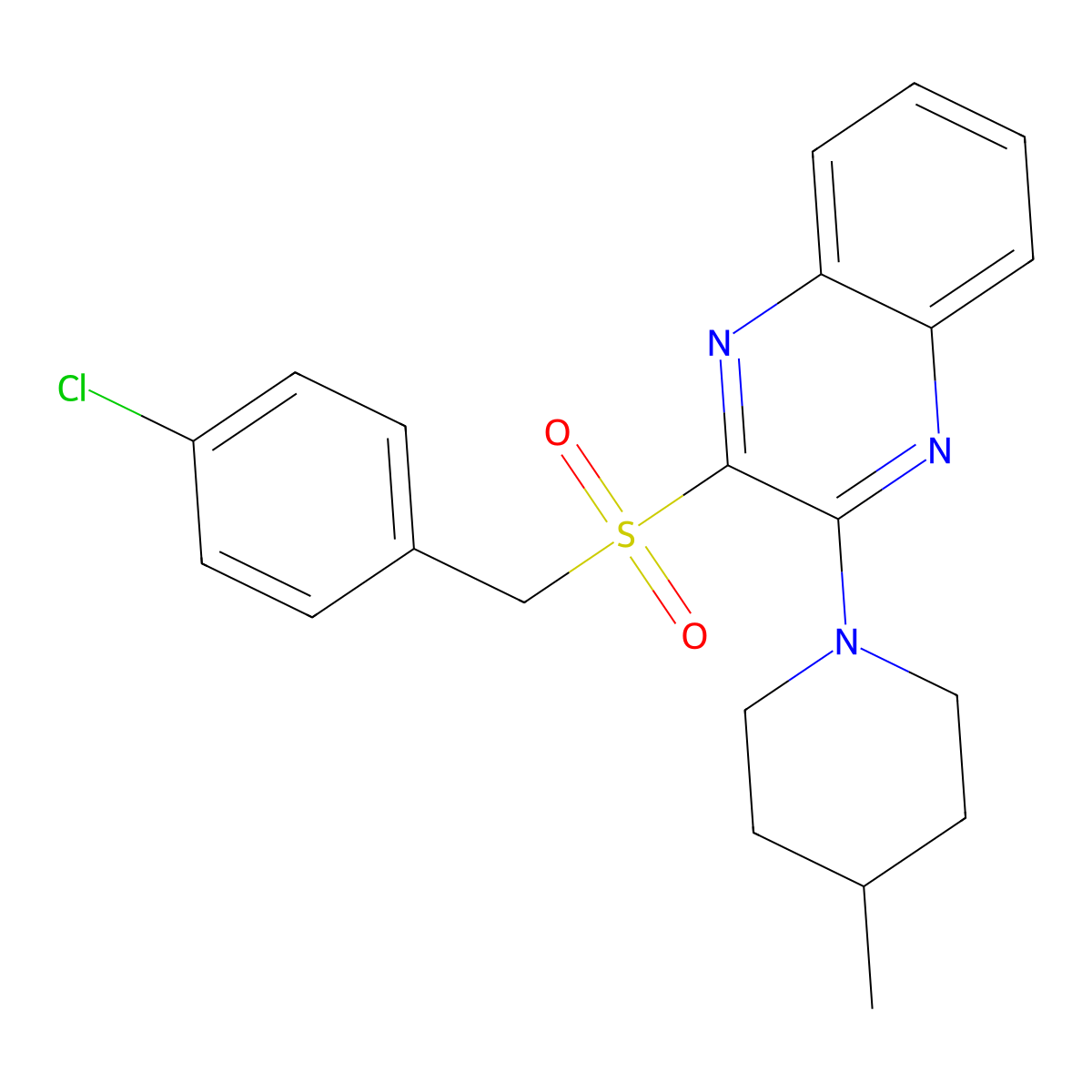 2-((4-Chlorobenzyl)sulfonyl)-3-(4-methylpiperidin-1-yl)quinoxaline molecular structure, CAS 1105248-54-1