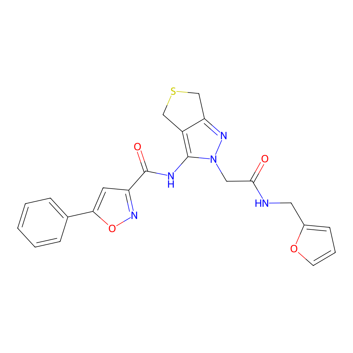 N-(2-(2-((furan-2-ylmethyl)amino)-2-oxoethyl)-4,6-dihydro-2H-thieno[3,4-c]pyrazol-3-yl)-5-phenylisoxazole-3-carboxamide molecular structure, CAS 1105248-55-2