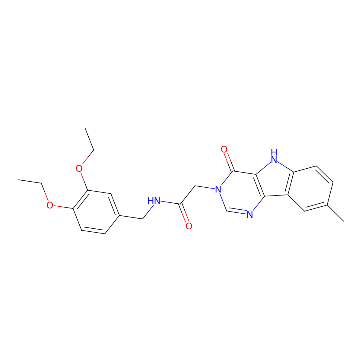 N-(3,4-diethoxybenzyl)-2-(8-methyl-4-oxo-4,5-dihydro-3H-pyrimido[5,4-b]indol-3-yl)acetamide molecular structure, CAS 1105248-62-1