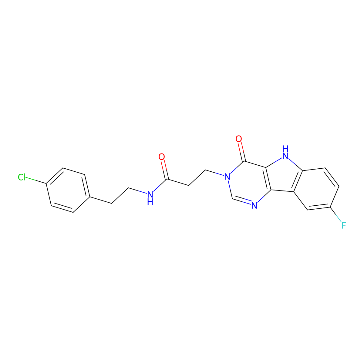 N-(4-chlorophenethyl)-3-(8-fluoro-4-oxo-4,5-dihydro-3H-pyrimido[5,4-b]indol-3-yl)propanamide molecular structure, CAS 1105248-70-1