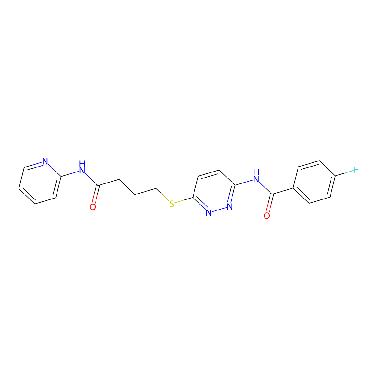 4-fluoro-N-(6-((4-oxo-4-(pyridin-2-ylamino)butyl)thio)pyridazin-3-yl)benzamide molecular structure, CAS 1105248-84-7