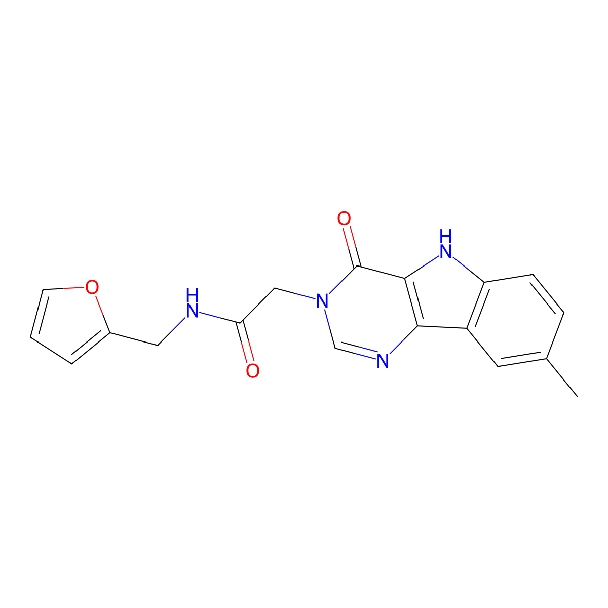N-[(furan-2-yl)methyl]-2-{8-methyl-4-oxo-3H,4H,5H-pyrimido[5,4-b]indol-3-yl}acetamide molecular structure, CAS 1105248-90-5