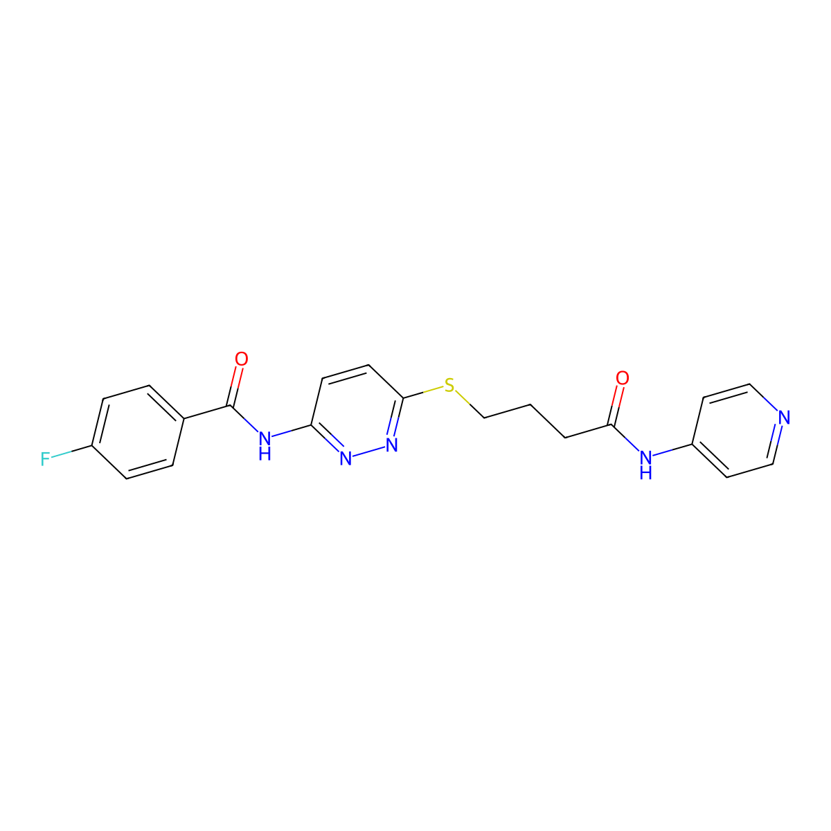 4-fluoro-N-(6-((4-oxo-4-(pyridin-4-ylamino)butyl)thio)pyridazin-3-yl)benzamide molecular structure, CAS 1105248-92-7