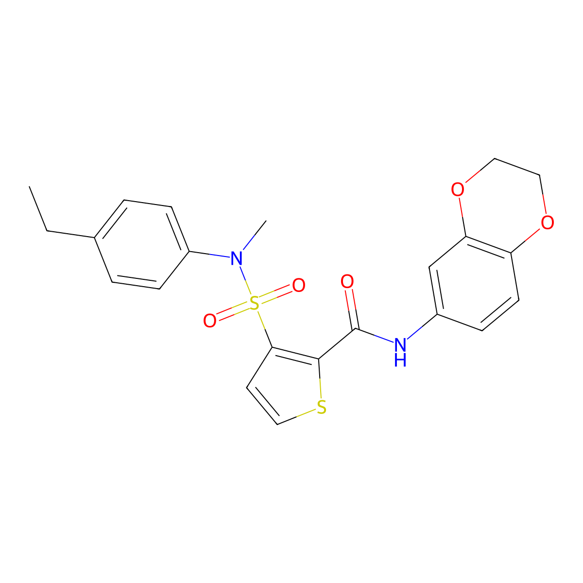 N-(2,3-dihydro-1,4-benzodioxin-6-yl)-3-[(4-ethylphenyl)(methyl)sulfamoyl]thiophene-2-carboxamide molecular structure, CAS 1105248-94-9