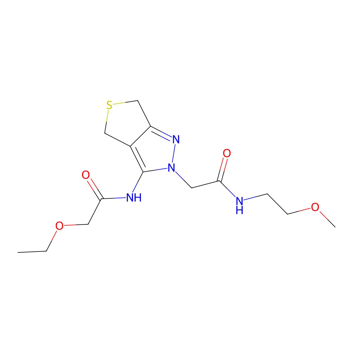 2-ethoxy-N-(2-(2-((2-methoxyethyl)amino)-2-oxoethyl)-4,6-dihydro-2H-thieno[3,4-c]pyrazol-3-yl)acetamide molecular structure, CAS 1105248-97-2
