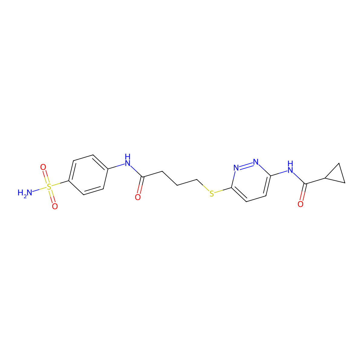 N-(6-((4-oxo-4-((4-sulfamoylphenyl)amino)butyl)thio)pyridazin-3-yl)cyclopropanecarboxamide molecular structure, CAS 1105249-03-3