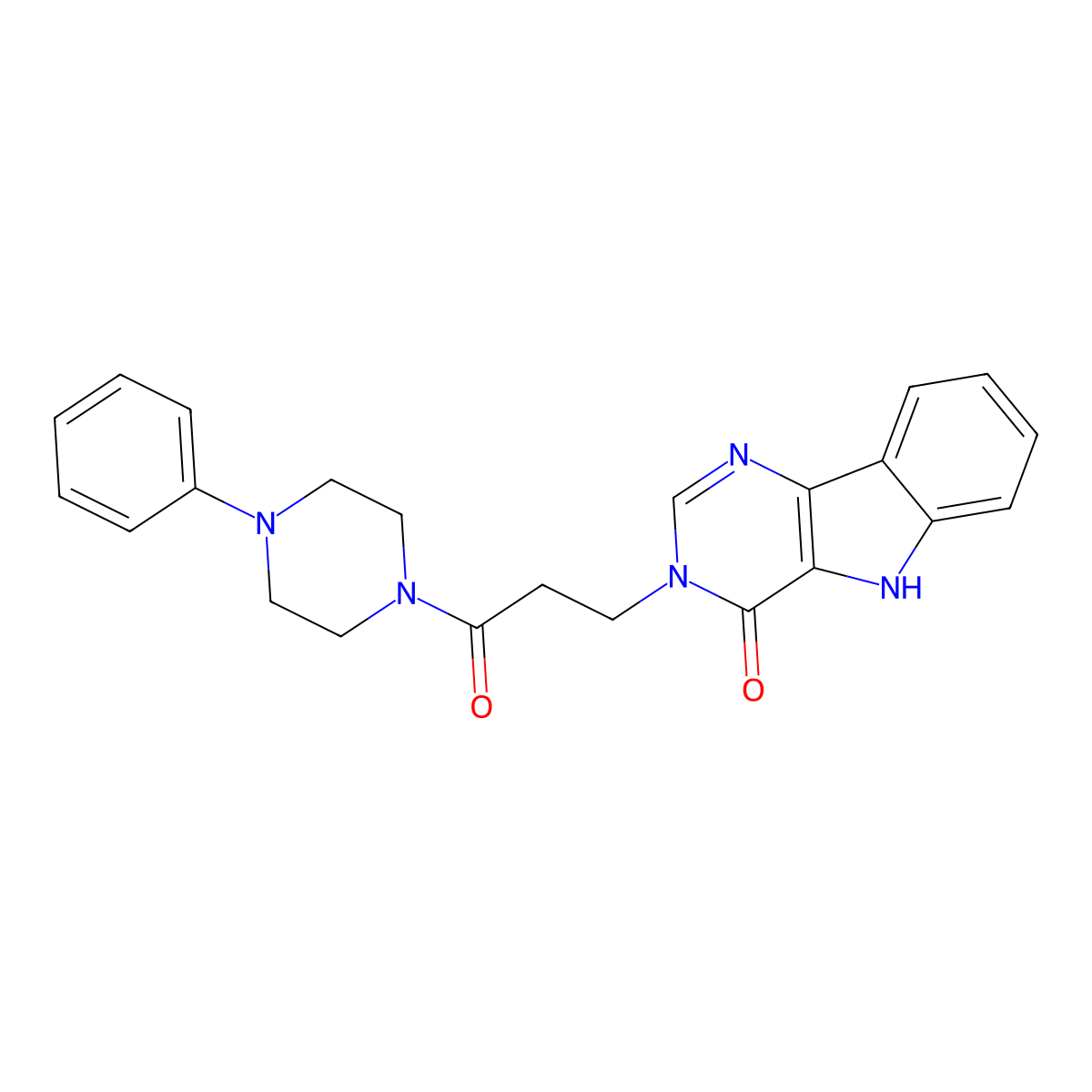 3-(3-oxo-3-(4-phenylpiperazin-1-yl)propyl)-3H-pyrimido[5,4-b]indol-4(5H)-one molecular structure, CAS 1105249-15-7