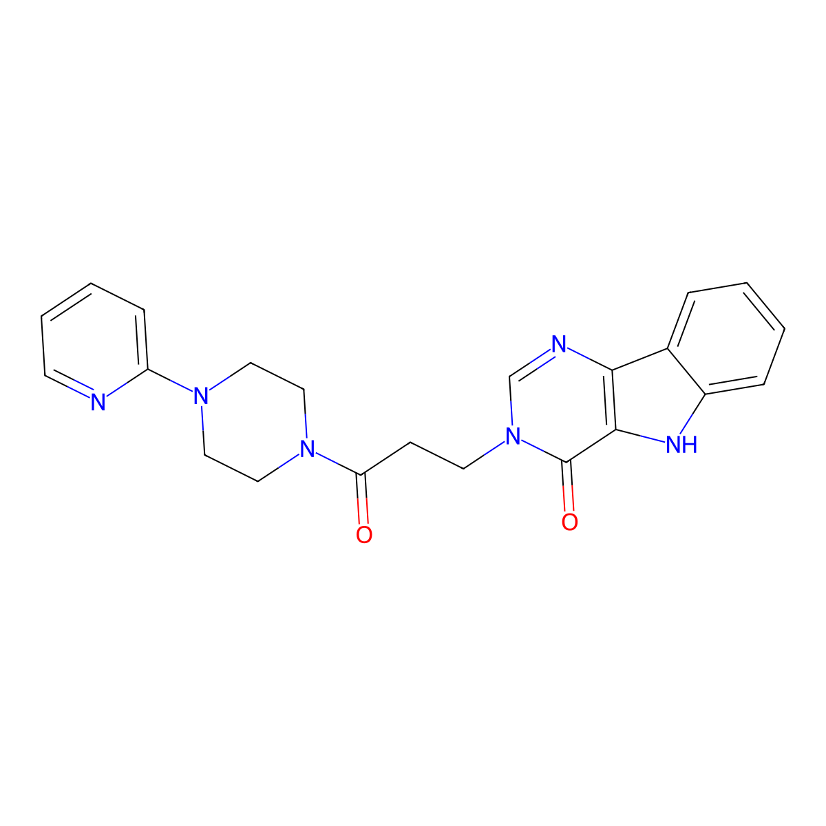 3-(3-oxo-3-(4-(pyridin-2-yl)piperazin-1-yl)propyl)-3H-pyrimido[5,4-b]indol-4(5H)-one molecular structure, CAS 1105249-22-6