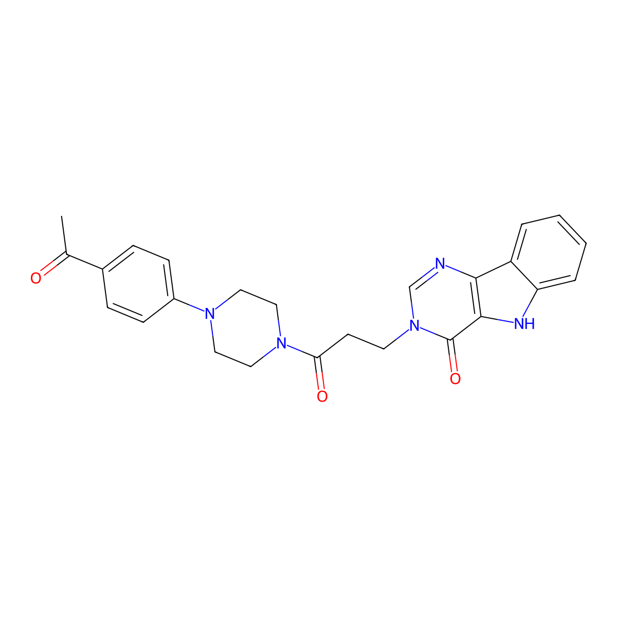 3-(3-(4-(4-acetylphenyl)piperazin-1-yl)-3-oxopropyl)-3H-pyrimido[5,4-b]indol-4(5H)-one molecular structure, CAS 1105249-28-2