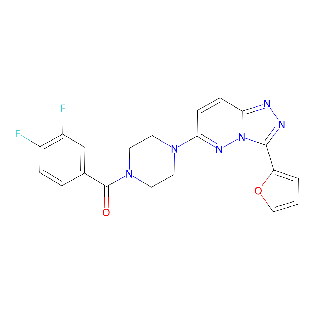 (3,4-Difluorophenyl)(4-(3-(furan-2-yl)-[1,2,4]triazolo[4,3-b]pyridazin-6-yl)piperazin-1-yl)methanone molecular structure, CAS 1105249-32-8