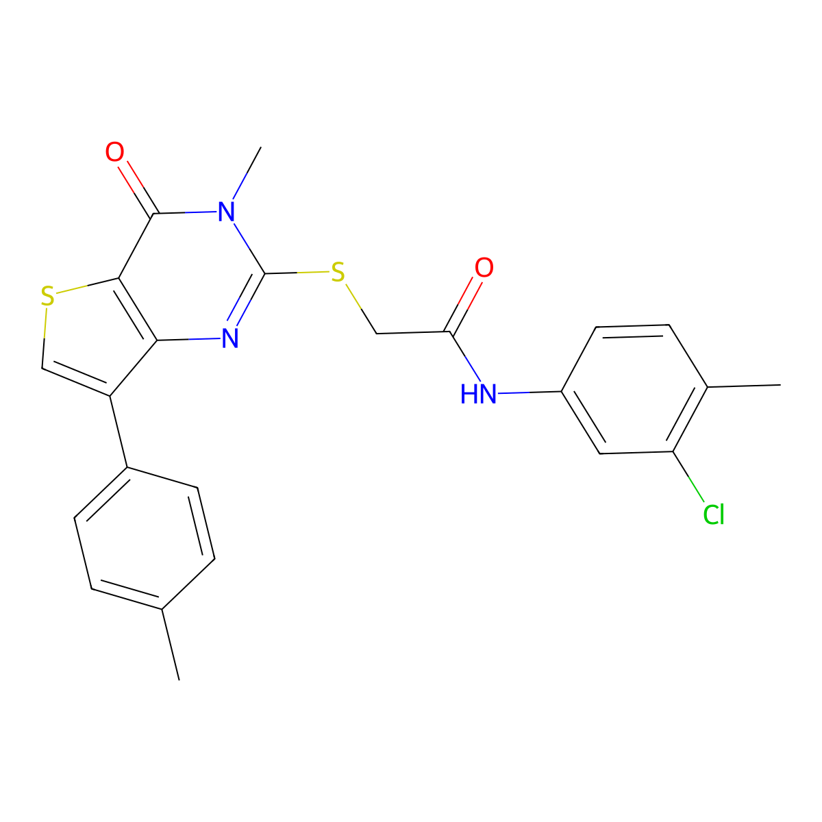 N-(3-chloro-4-methylphenyl)-2-{[3-methyl-7-(4-methylphenyl)-4-oxo-3,4-dihydrothieno[3,2-d]pyrimidin-2-yl]sulfanyl}acetamide molecular structure, CAS 1105249-37-3