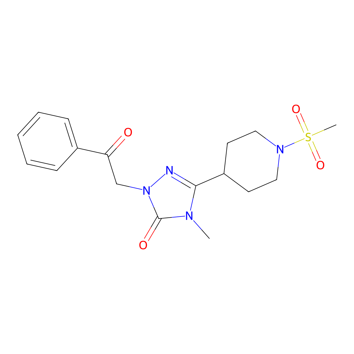 4-methyl-3-(1-(methylsulfonyl)piperidin-4-yl)-1-(2-oxo-2-phenylethyl)-1H-1,2,4-triazol-5(4H)-one molecular structure, CAS 1105249-39-5