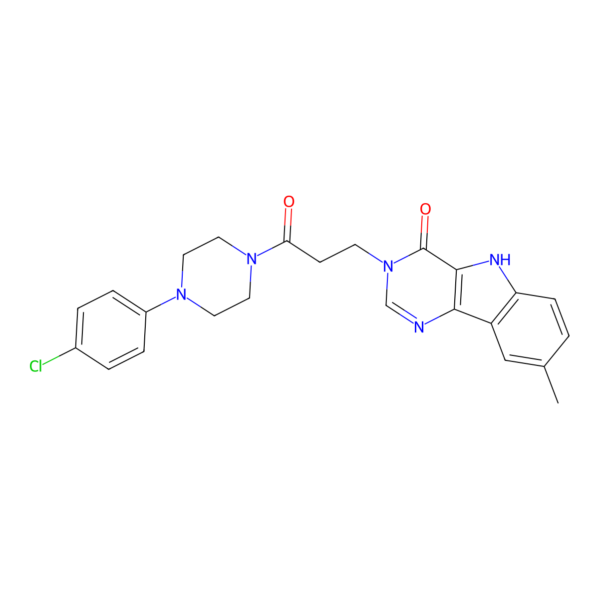 3-(3-(4-(4-chlorophenyl)piperazin-1-yl)-3-oxopropyl)-8-methyl-3H-pyrimido[5,4-b]indol-4(5H)-one molecular structure, CAS 1105249-40-8