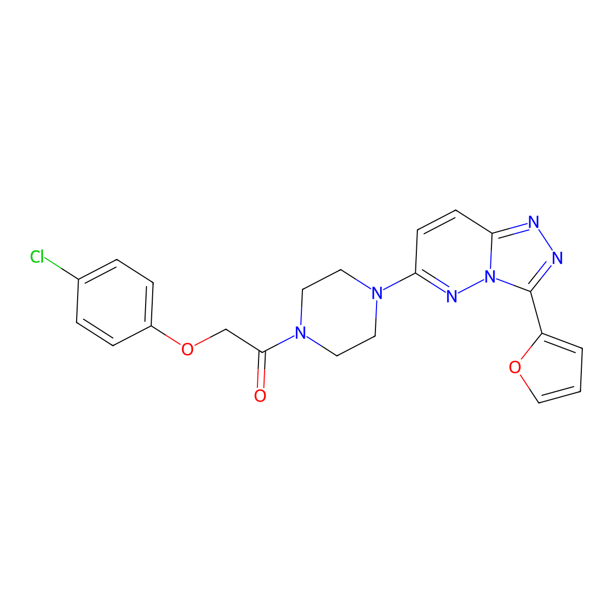 2-(4-Chlorophenoxy)-1-(4-(3-(furan-2-yl)-[1,2,4]triazolo[4,3-b]pyridazin-6-yl)piperazin-1-yl)ethanone molecular structure, CAS 1105249-44-2