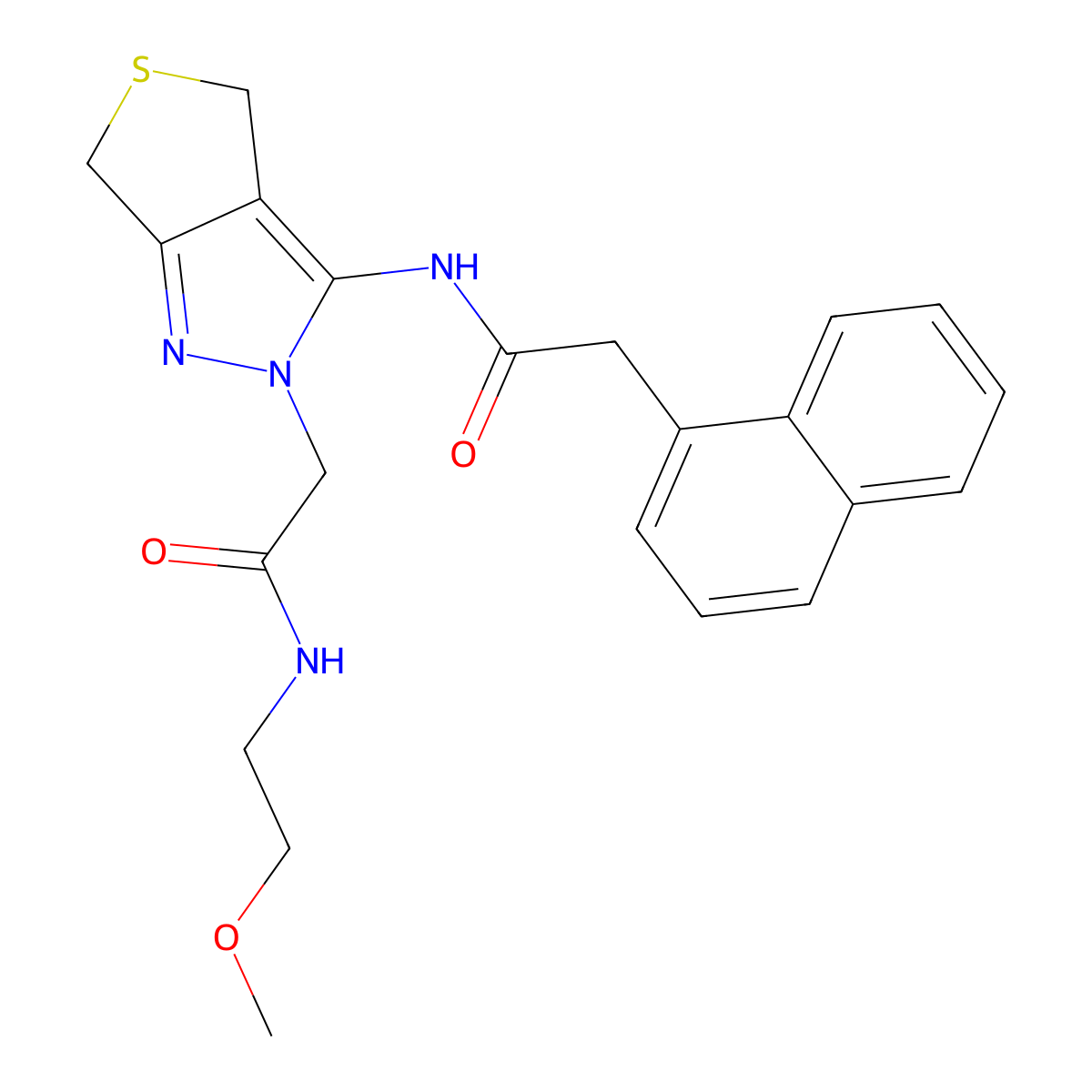 N-(2-methoxyethyl)-2-(3-(2-(naphthalen-1-yl)acetamido)-4,6-dihydro-2H-thieno[3,4-c]pyrazol-2-yl)acetamide molecular structure, CAS 1105249-48-6