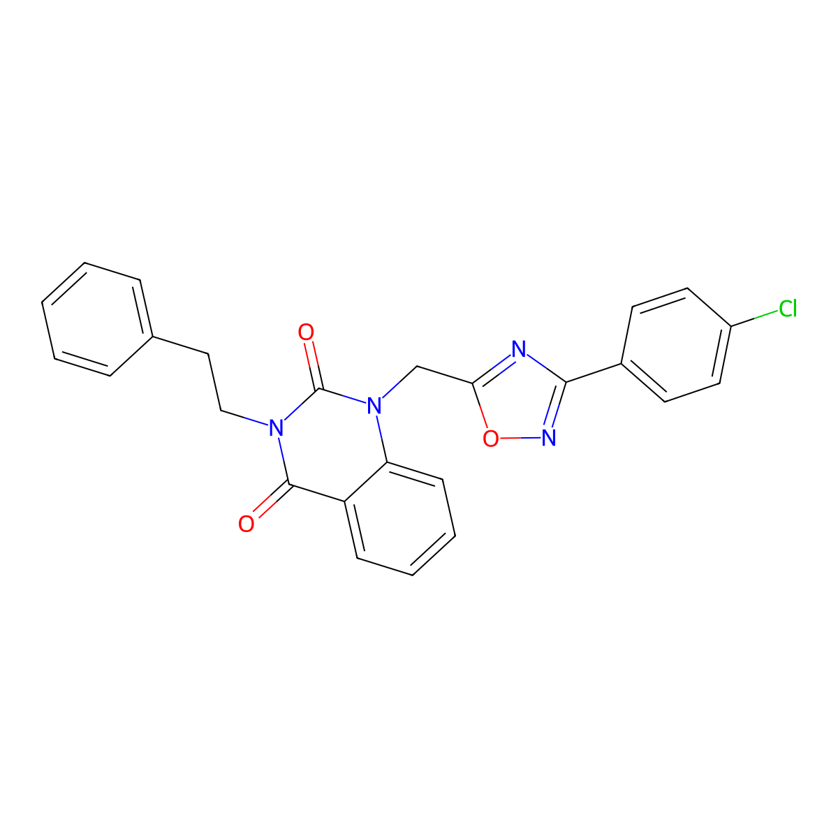 1-{[3-(4-Chlorophenyl)-1,2,4-oxadiazol-5-yl]methyl}-3-(2-phenylethyl)-1,2,3,4-tetrahydroquinazoline-2,4-dione molecular structure, CAS 1105249-55-5