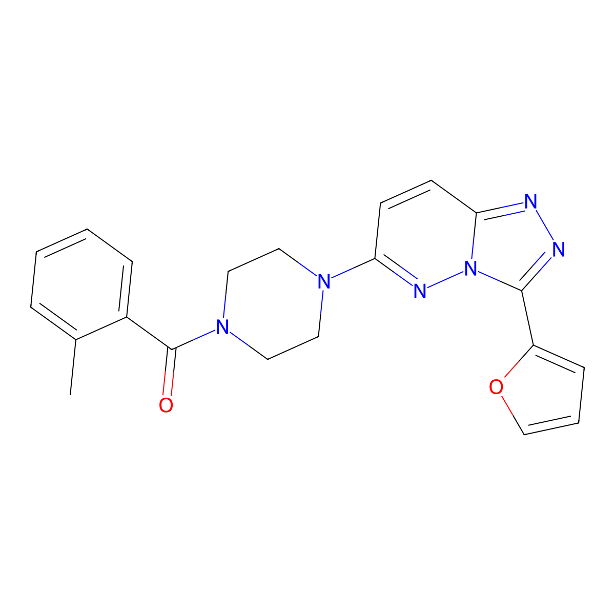 1-[3-(Furan-2-yl)-[1,2,4]triazolo[4,3-b]pyridazin-6-yl]-4-(2-methylbenzoyl)piperazine molecular structure, CAS 1105249-56-6