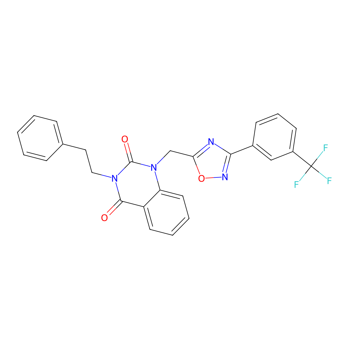 3-(2-Phenylethyl)-1-({3-[3-(trifluoromethyl)phenyl]-1,2,4-oxadiazol-5-yl}methyl)-1,2,3,4-tetrahydroquinazoline-2,4-dione molecular structure, CAS 1105249-61-3