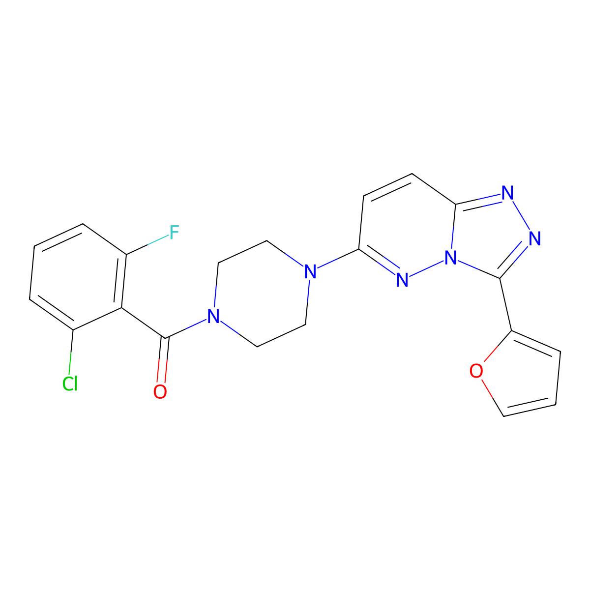 (2-Chloro-6-fluorophenyl)(4-(3-(furan-2-yl)-[1,2,4]triazolo[4,3-b]pyridazin-6-yl)piperazin-1-yl)methanone molecular structure, CAS 1105249-62-4