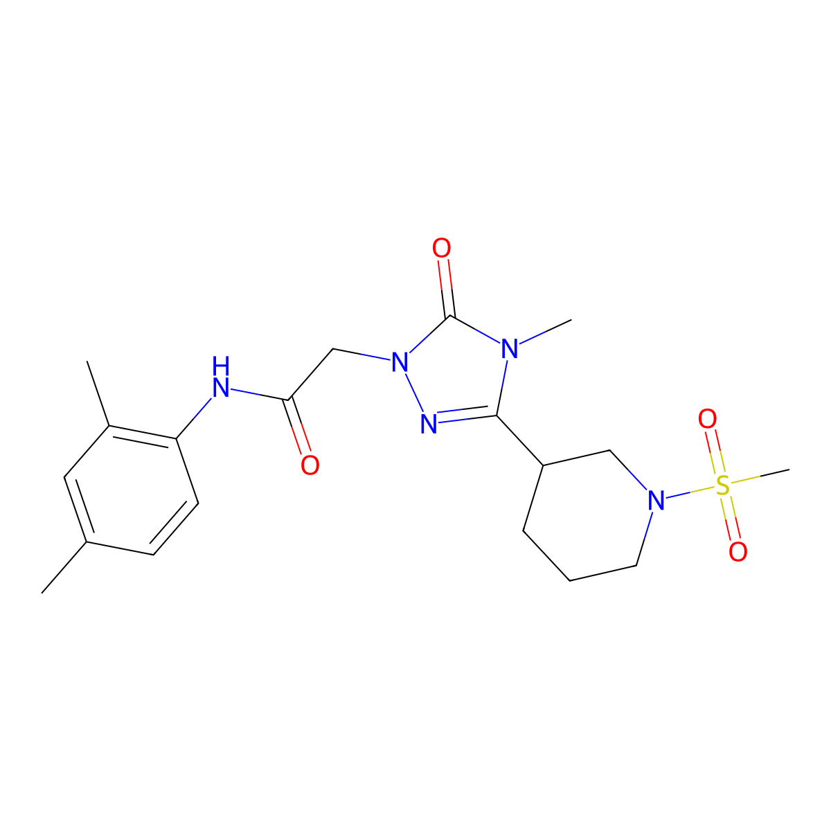 N-(2,4-dimethylphenyl)-2-(4-methyl-3-(1-(methylsulfonyl)piperidin-3-yl)-5-oxo-4,5-dihydro-1H-1,2,4-triazol-1-yl)acetamide molecular structure, CAS 1105249-63-5